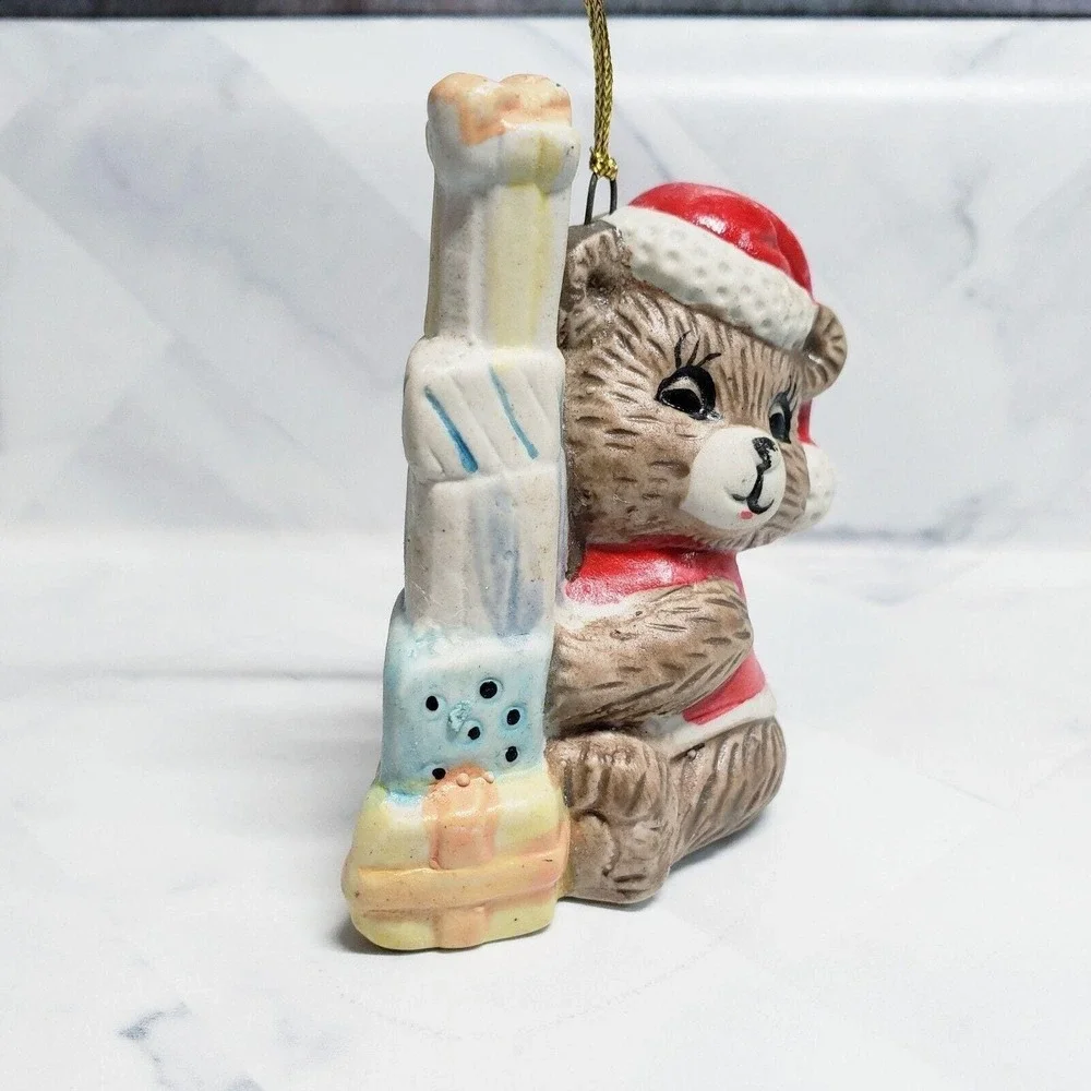 Vintage McCrory Stories Santa Bear w/ Presents Christmas Ornament 1998 Porcelain